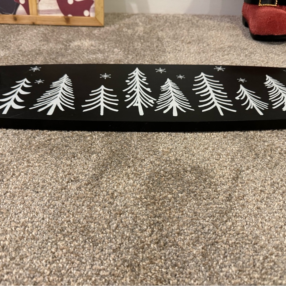 Holiday Decor Black Charcuterie Tray with White Trees